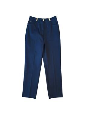 St John Sport High Rise Dress Pant Structured Gold Hardware Black Women's Size 4